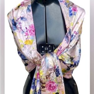 Pink Floral X-Large Scarf/ wrap  light pink with floral pattern